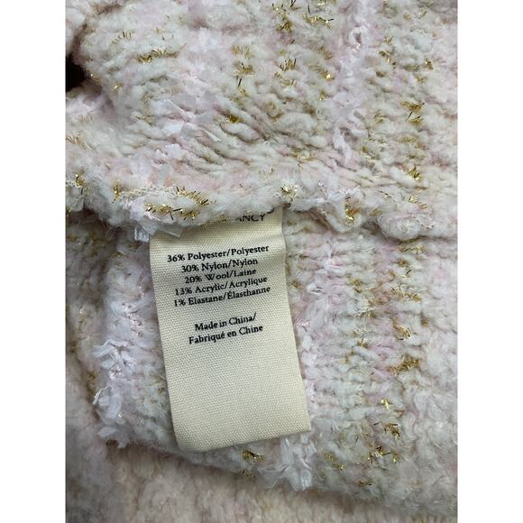 Loveshackfancy 'Saxson' Pink Polyester Tweed Cardigan Size XS - Picture 5 of 5